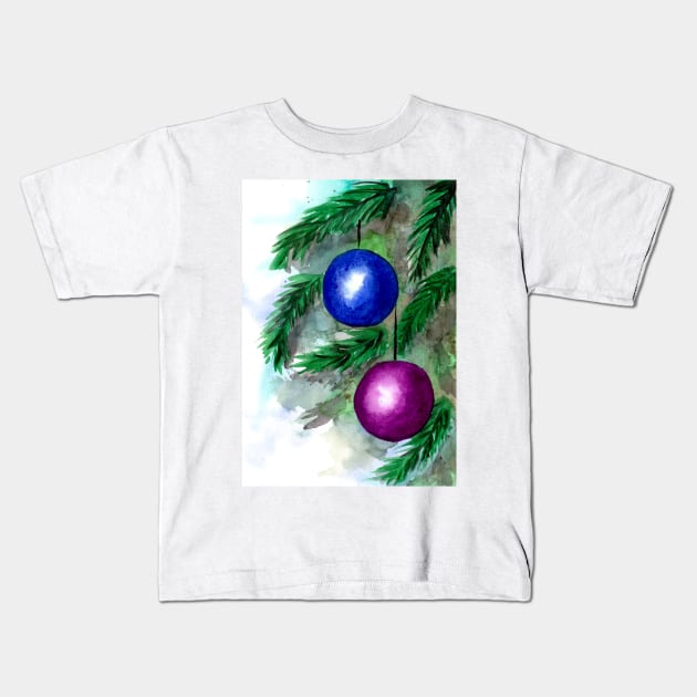 Blue and Purple Christmas Ornaments Kids T-Shirt by ZeichenbloQ